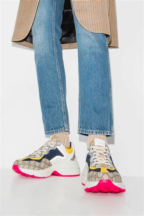 gucci rhyton cloth trainers|gucci rhyton sneakers outfit.